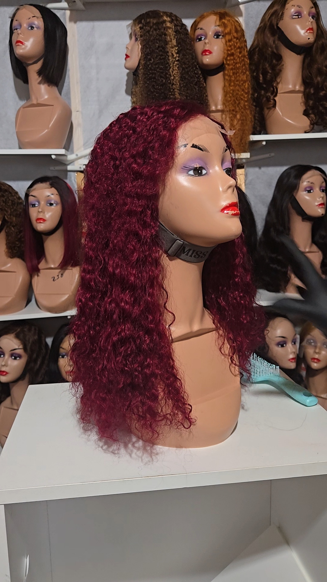 26" 13x4 Water Curls Burgundy