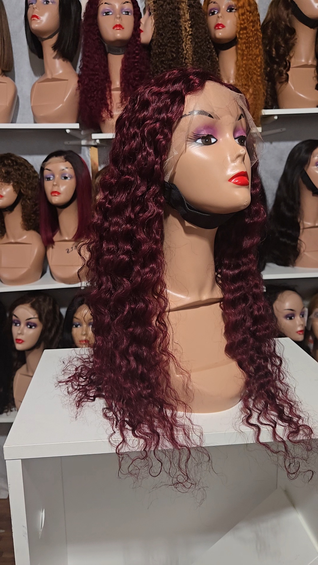 26" 13x4 Deep Wave Burgundy